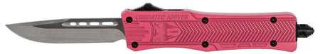 CobraTec CTK-1 Small OTF Knife Drop Point Plain D2 Steel Pink Handle Glass Breaker Included