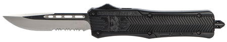 CobraTec CTK-1 Medium OTF Drop Point Partially Serrated D2 Black Handle Glass Breaker Included