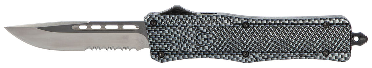 CobraTec CTK-1 Medium OTF Drop Point Partially Serrated D2 Carbon Fiber Handle Glass Breaker Included