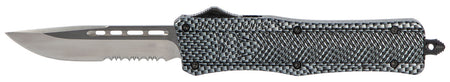 CobraTec CTK-1 Medium OTF Drop Point Partially Serrated D2 Carbon Fiber Handle Glass Breaker Included