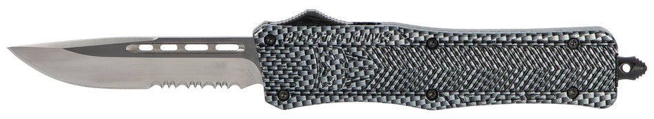 CobraTec CTK-1 Medium OTF Drop Point Partially Serrated D2 Carbon Fiber Handle Glass Breaker Included