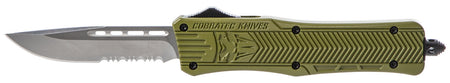 CobraTec CTK-1 Medium OTF Drop Point Partially Serrated D2 OD Green Handle Glass Breaker Included