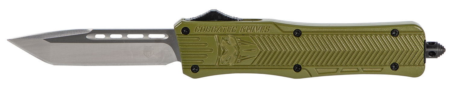 CobraTec CTK-1 Medium OTF Tanto Plain D2 Steel OD Green Handle Glass Breaker Included