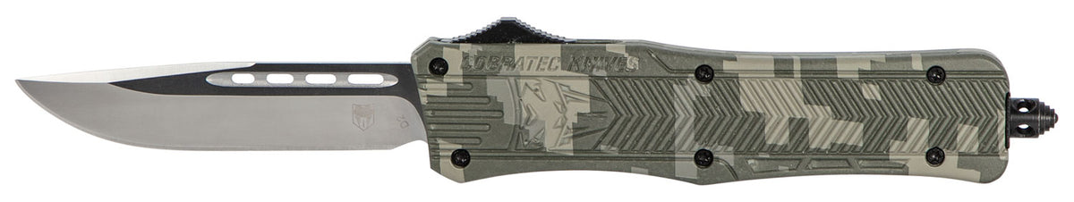 CobraTec CTK-1 Medium OTF Drop Point Plain D2 Steel Army DigiCamo Handle Glass Breaker Included