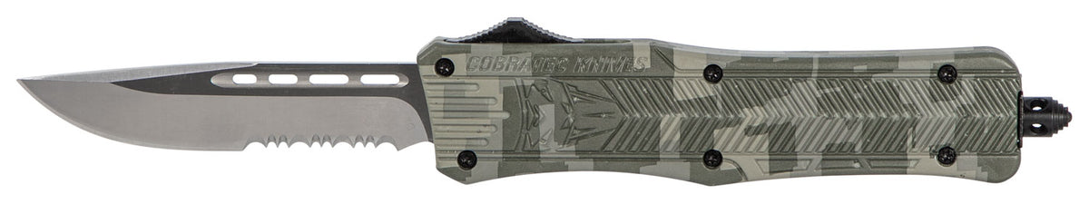 CobraTec CTK-1 Medium OTF Partially Serrated D2 Steel Army DigiCamo Handle Glass Breaker Included