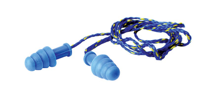 Walker's Blue Corded Rubber Ear Plugs 27 dB NRR In-Ear with Braided Nylon Cord