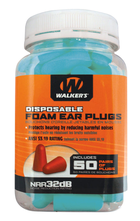Walker's Teal Foam Ear Plugs 32 dB NRR In-Ear Bulk 50-Pair Jar