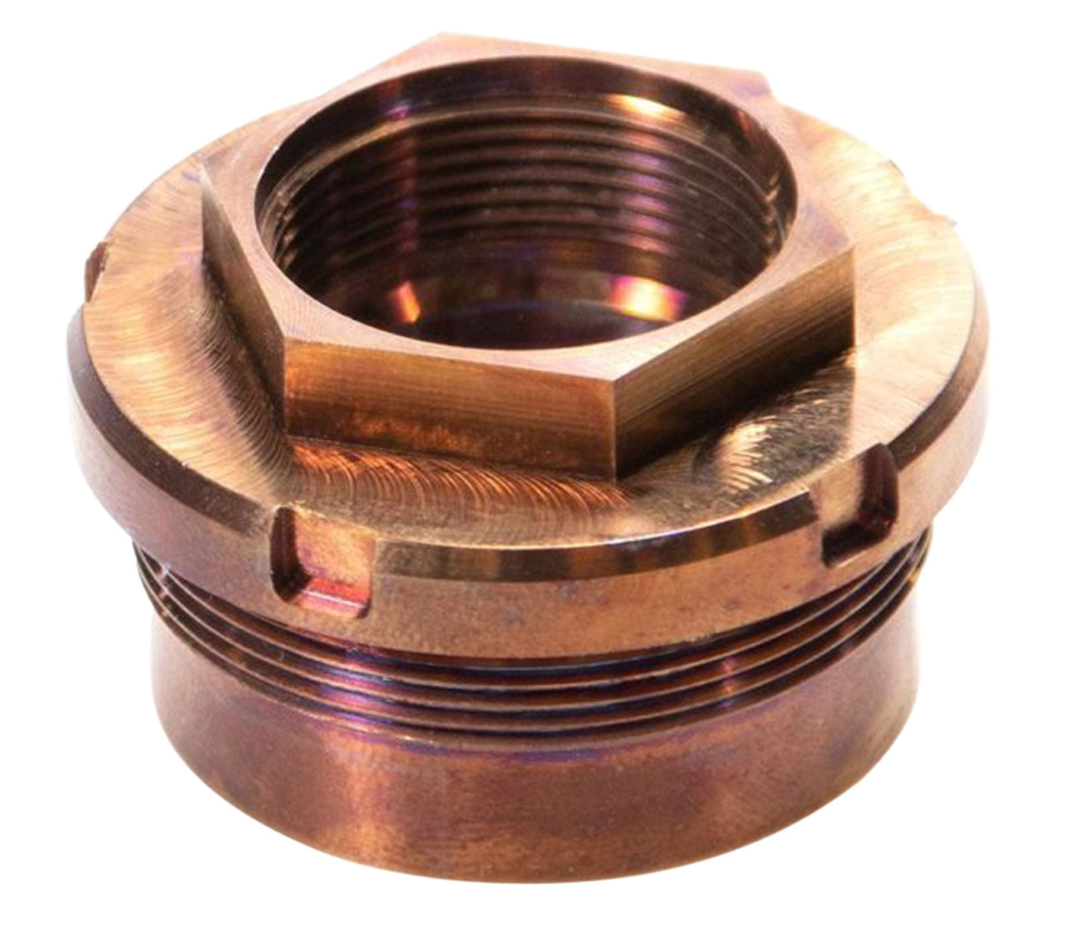 Q LLC PLANBOMEGA Suppressor Taper Mount Adapter 1.375x24 tpi Copper Stainless for Cherry Bomb Muzzle Brake