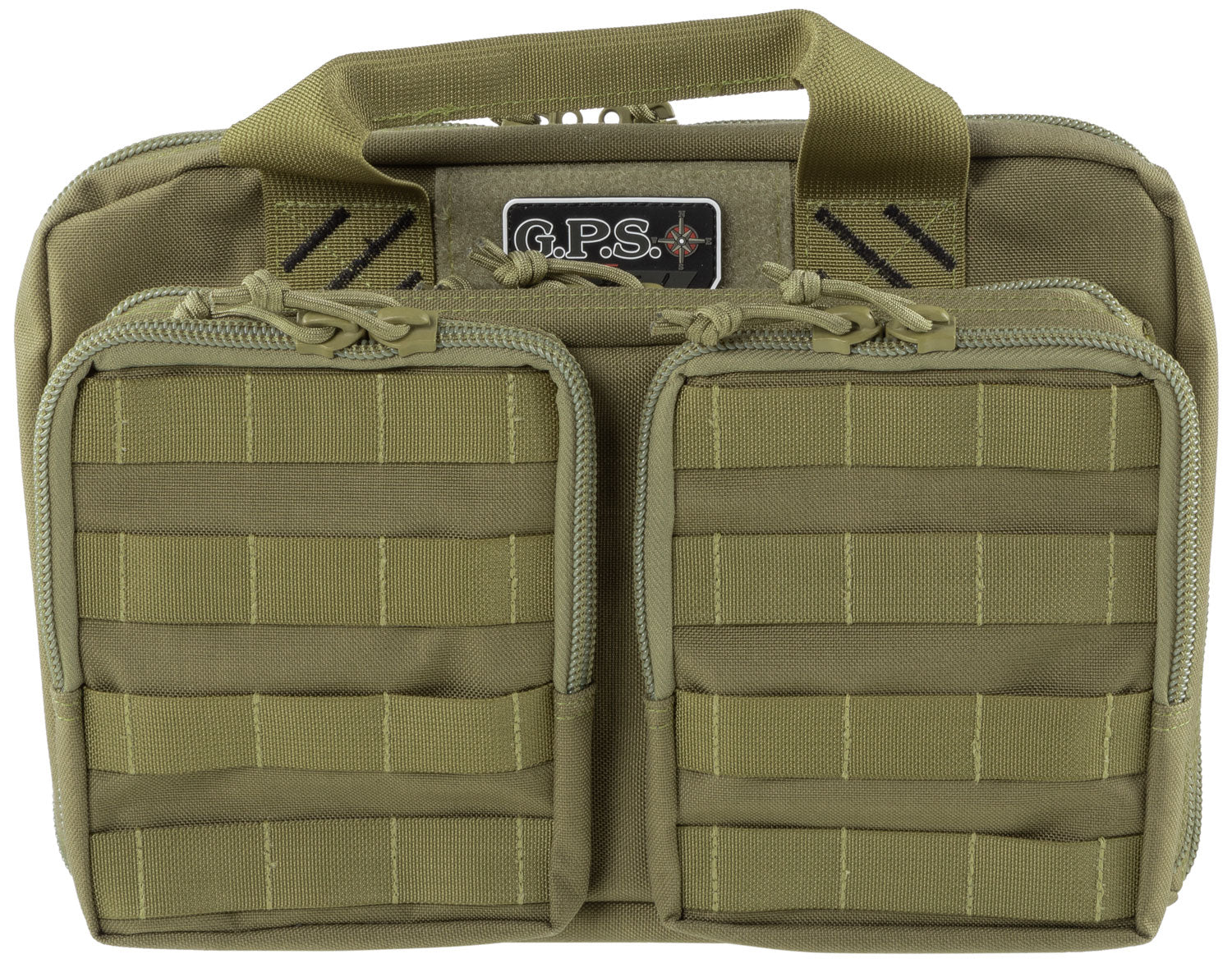 GPS Bags Tactical Quad +2 Tan Range Bag, 8 Mag Pockets, 2 Ammo Pockets, Lockable Zippers, Holds 6 Pistols
