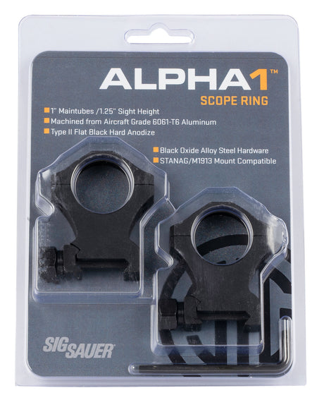 Sig Sauer Electro-Optics Alpha 1 Scope Rings 1 Inch Extra High Black SOA10022