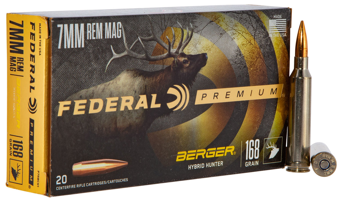 Federal Premium Berger Hybrid Hunter 168 Grain 7mm Remington Mag 2870 fps 604544649291