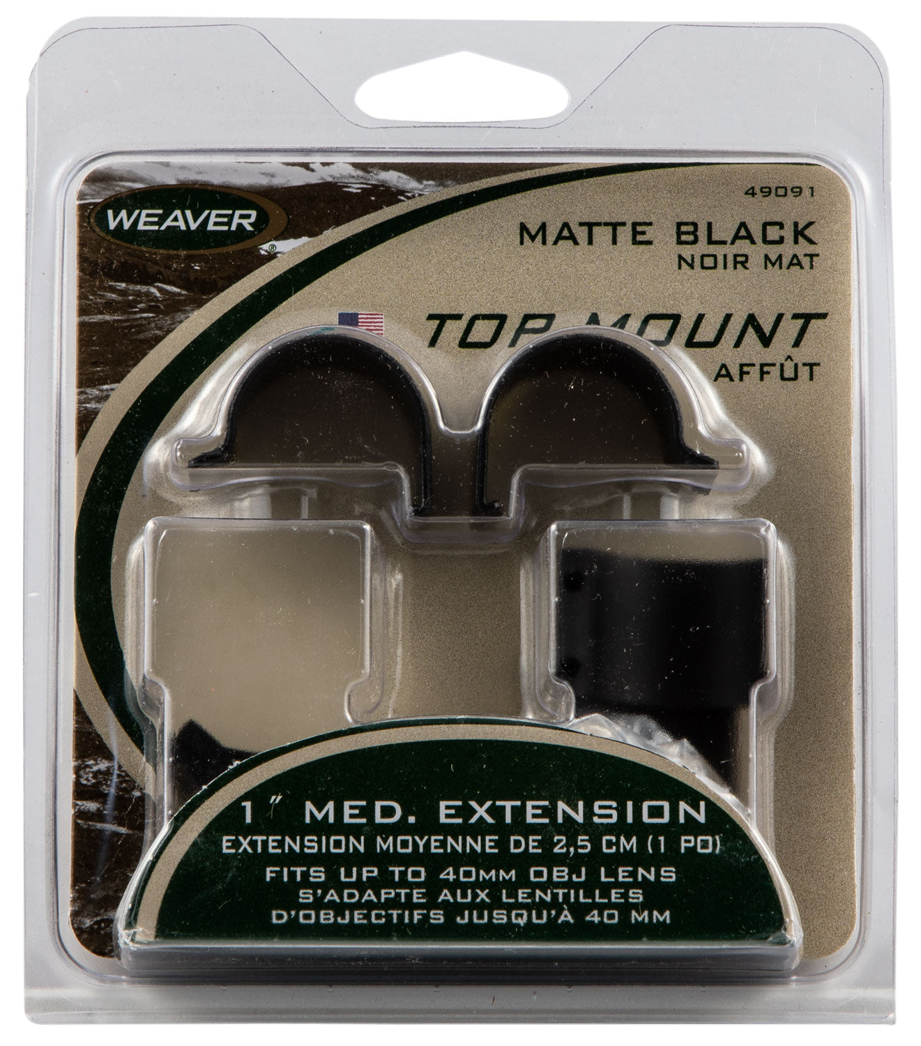 Weaver 49091 Matte Black 1" Medium Detachable Extension Scope Rings Top Mount