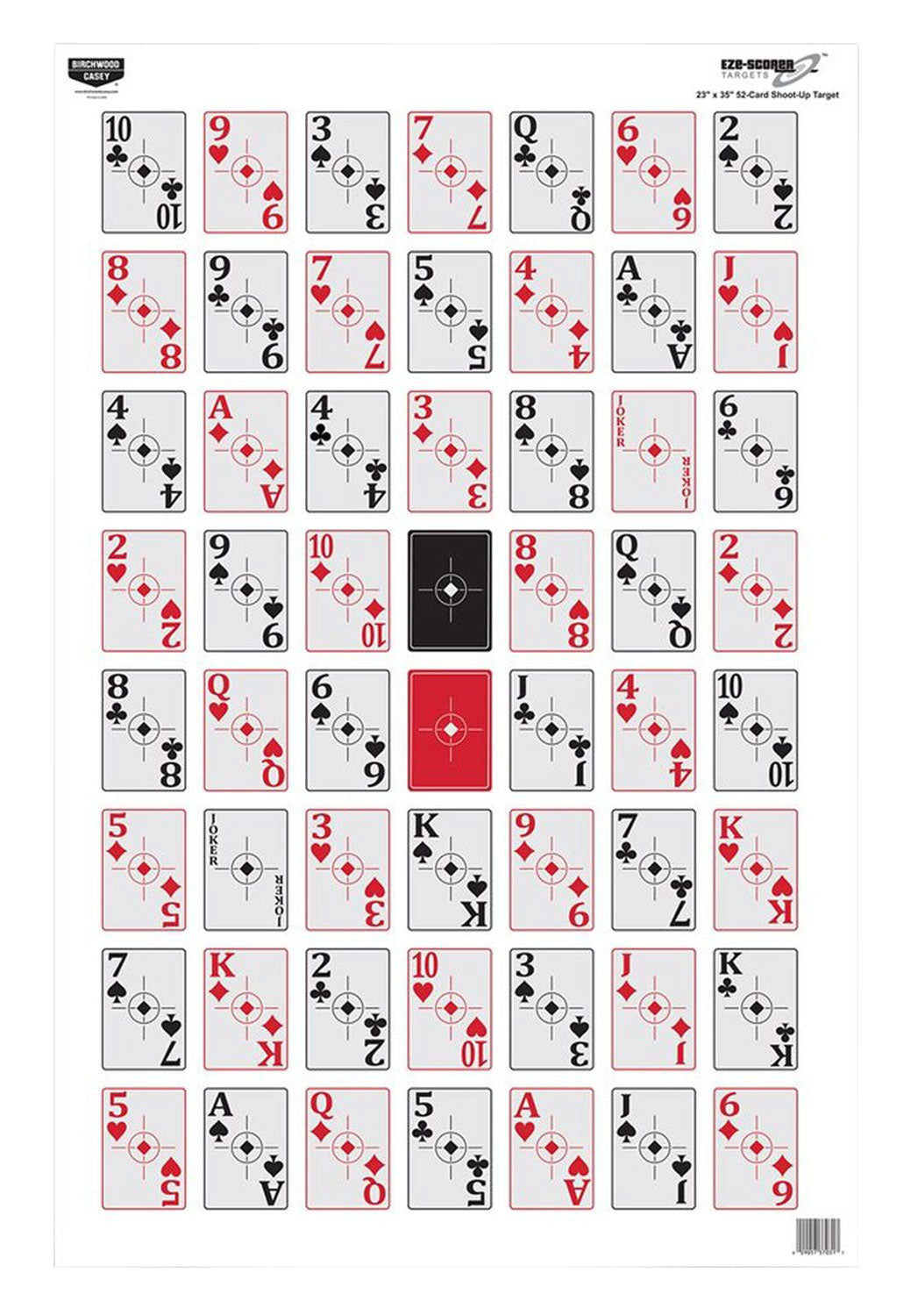 Birchwood Casey 37028 EZE-Scorer Playing Cards Hanging Paper Target 23"x35" Black/Red 100 Pk