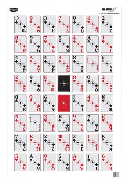 Birchwood Casey 37028 EZE-Scorer Playing Cards Hanging Paper Target 23"x35" Black/Red 100 Pk
