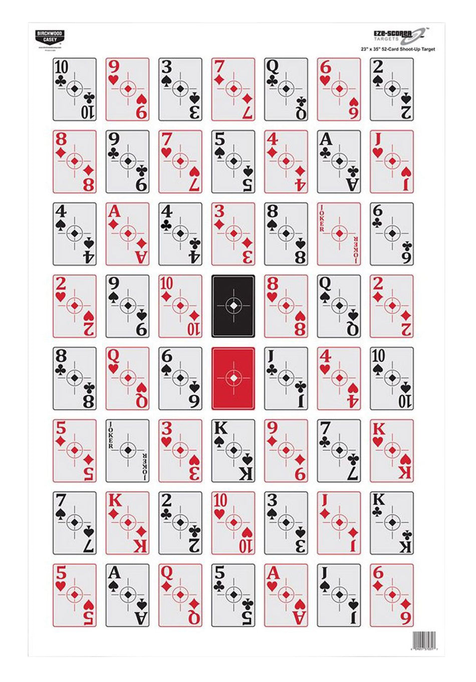 Birchwood Casey 37028 EZE-Scorer Playing Cards Hanging Paper Target 23"x35" Black/Red 100 Pk