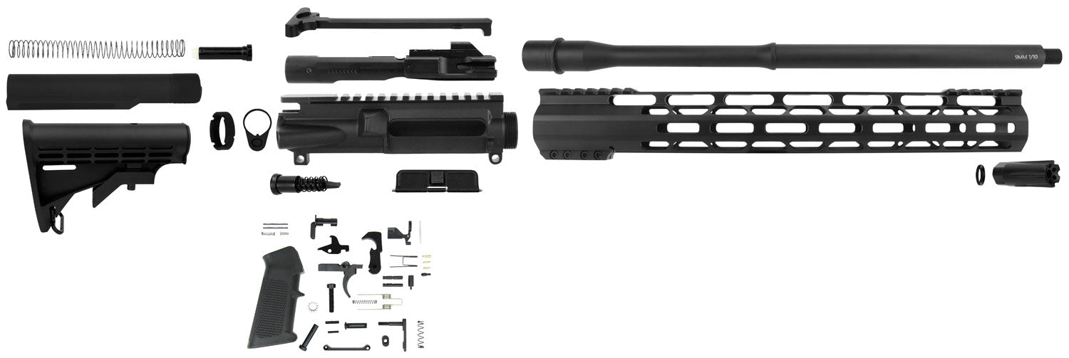 TacFire AR-15 9mm Rifle Build Kit Black Nitride Steel 16" Barrel 1/2"-36 TPI Sports South Exclusive SSRK9MM16LPK
