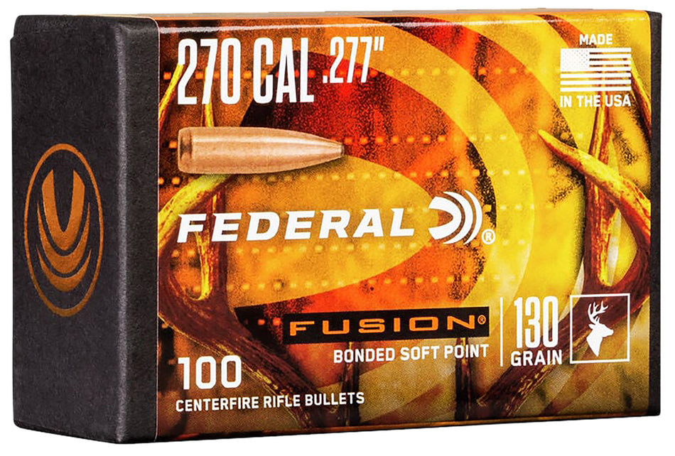 Federal Fusion Component 270 Win .277 Cal 130 Grain Soft Point Projectiles 100ct