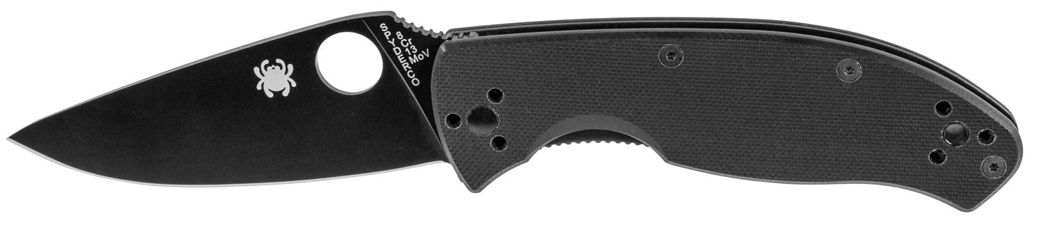 Spyderco C122GBBKP Tenacious 3.39" Black Coated 8Cr13MoV Folding Pocket Knife Drop Point Blade G10 Handle with Clip