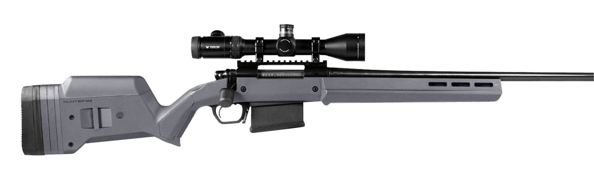 Magpul MAG931-GRY Stealth Gray Synthetic Hunter American Stock with Adj Comb & Aluminum Bedding for Ruger American SA