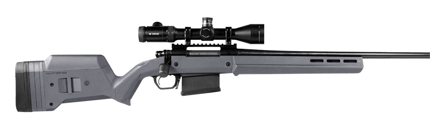 Magpul MAG931-GRY Stealth Gray Synthetic Hunter American Stock with Adj Comb & Aluminum Bedding for Ruger American SA