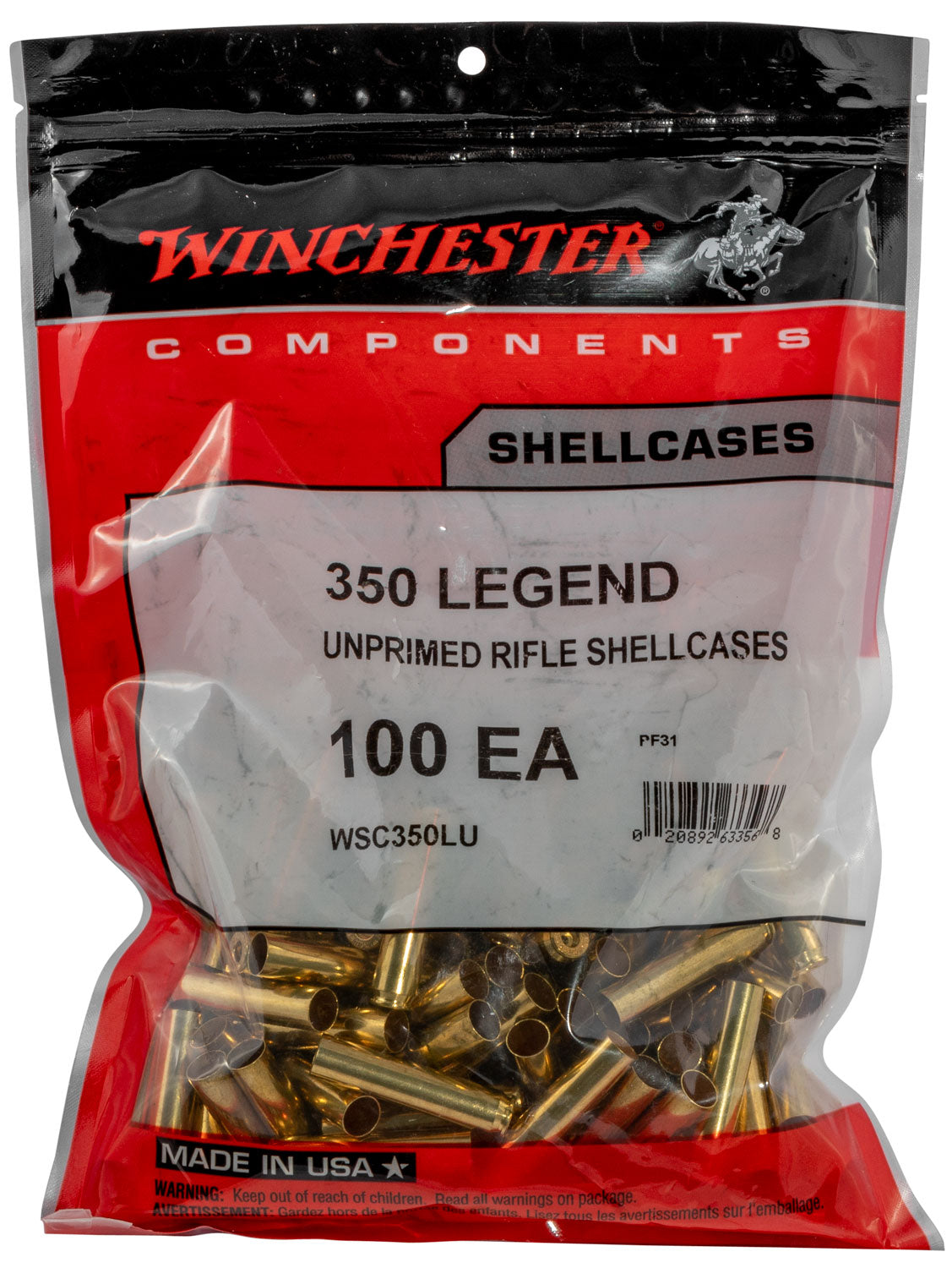 Winchester Ammo Unprimed .350 Legend Rifle Shell Cases 100-Count Bag
