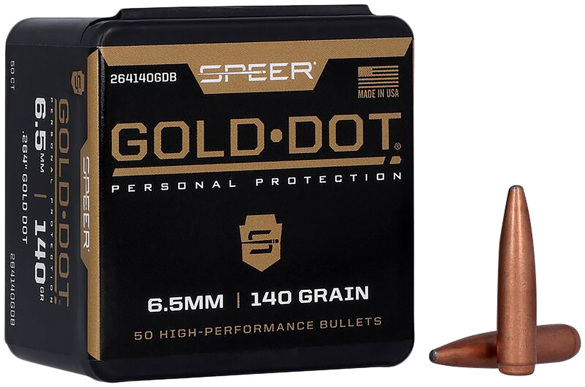 Speer Gold Dot 6.5mm .264 Cal 140 Grain Bonded SP Bullets 50/Box