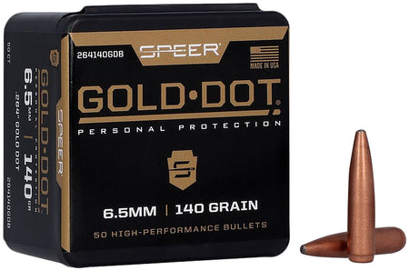 Speer Gold Dot 6.5mm .264 Cal 140 Grain Bonded SP Bullets 50/Box
