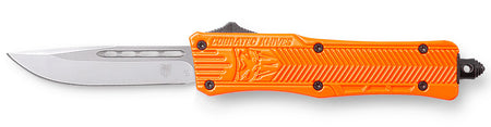 CobraTec CTK-1 Small OTF Drop Point Plain D2 Steel Orange Handle Glass Breaker Included