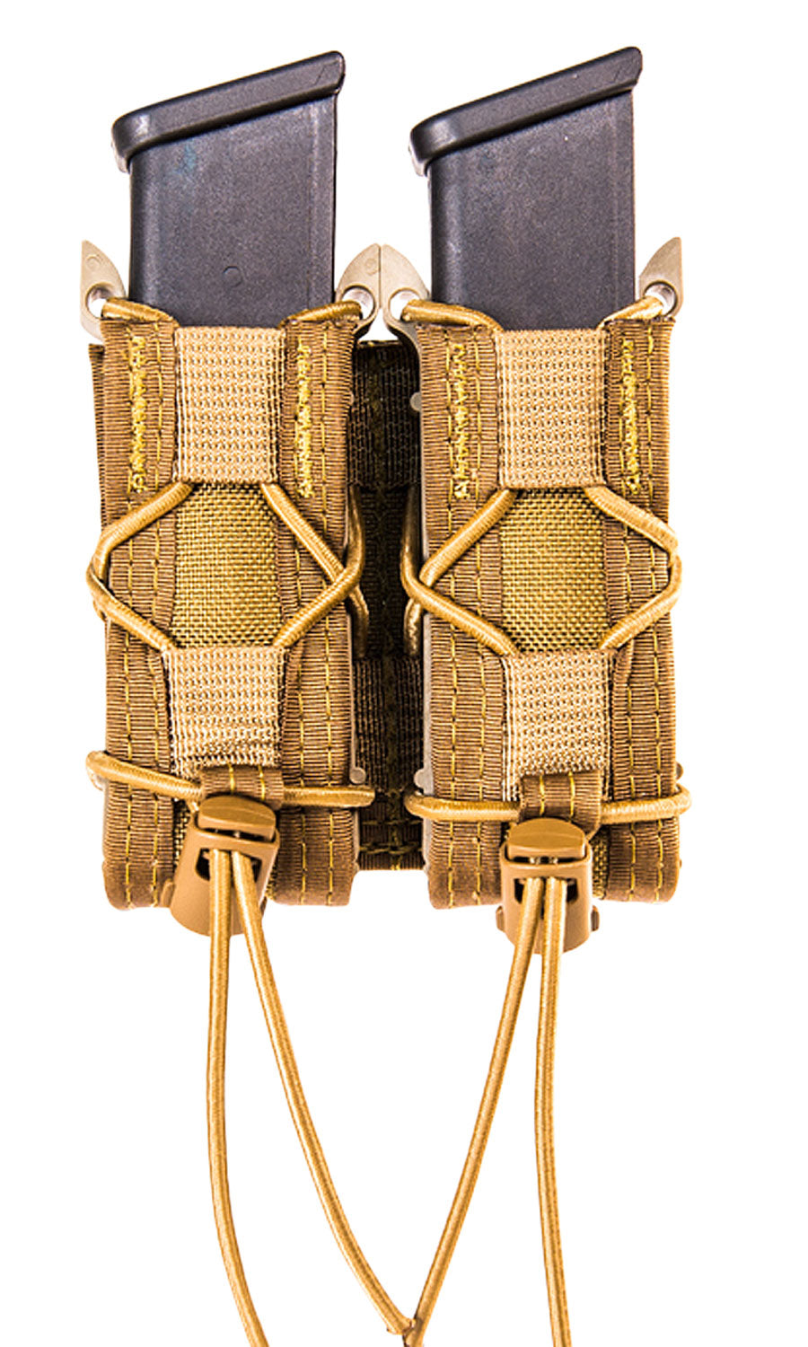 High Speed Gear TACO Pistol Mag Pouch Double Coyote Brown Nylon MOLLE Compatible 2" Belts