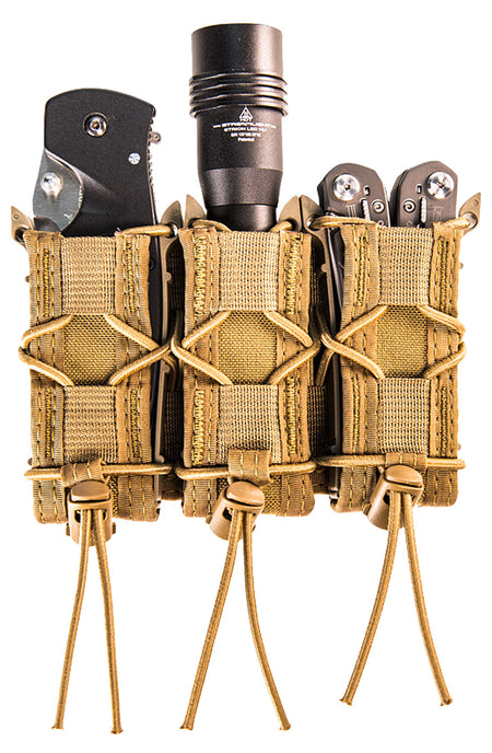 High Speed Gear TACO Pistol Mag Pouch Triple Coyote Brown Nylon MOLLE Compatible 2" Belts