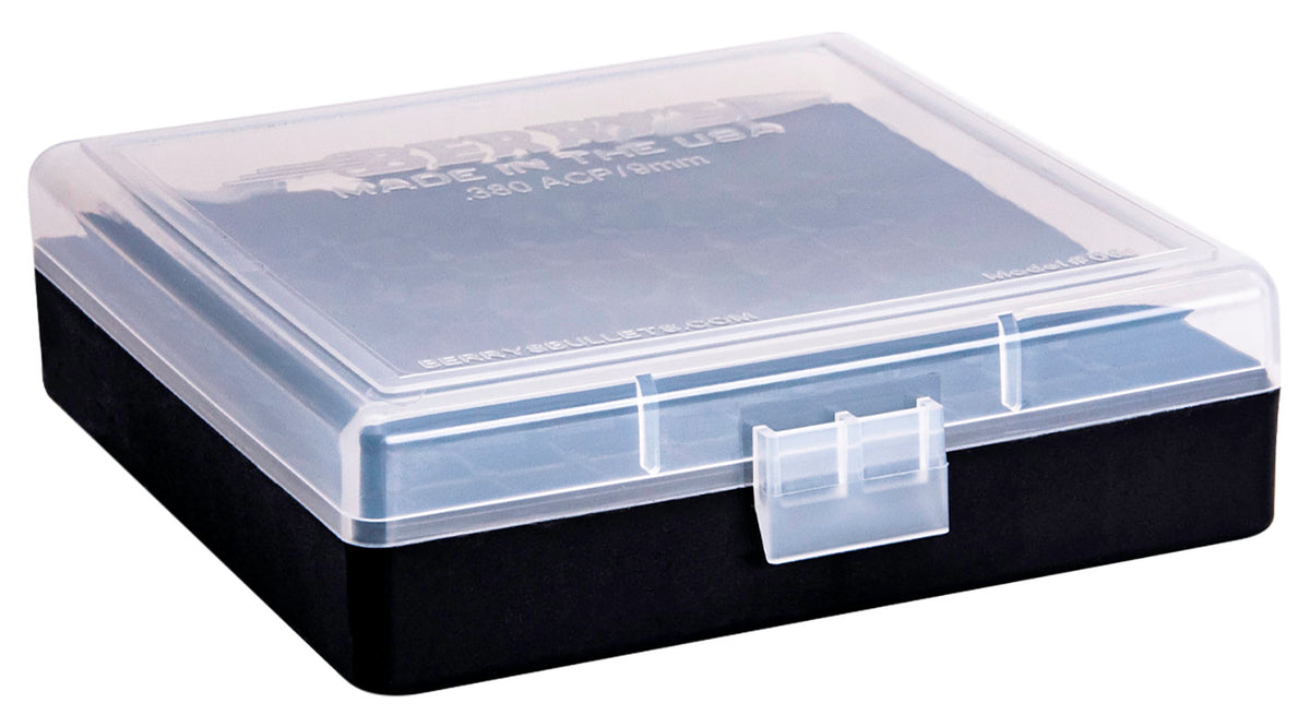 Berry's 87412 100rd Ammo Storage Box 9mm/380ACP Clear and Black Polypropylene