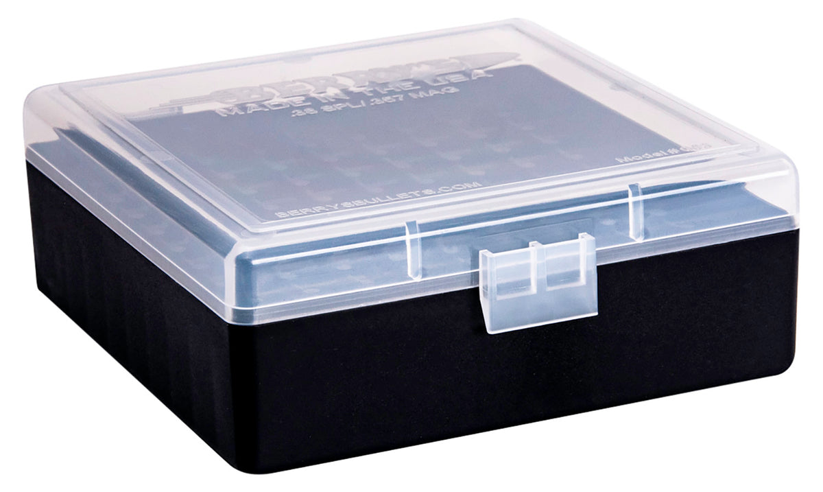 Berry's 15382 100rd Ammo Storage Box 38 Spl/357 Mag Clear and Black Plastic