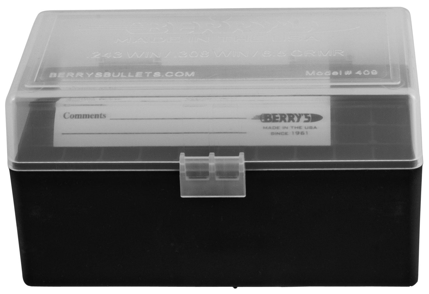 Berry's 79314 Flip-Top Ammo Box 243/308Win Clear/Black 50 Round