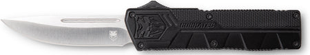 CobraTec Lightweight OTF Drop Point Plain D2 Steel Black Handle Nylon Sheath Included