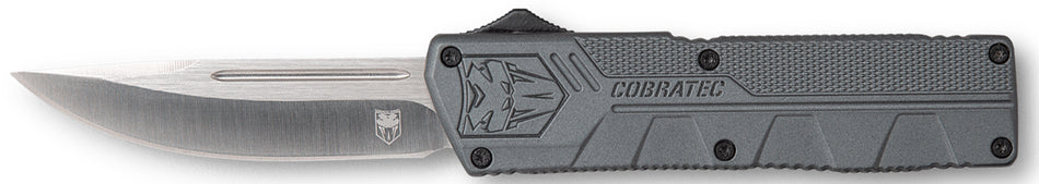 CobraTec Lightweight OTF Knife 3.25" Drop Point D2 Steel Gray Aluminum Handle Includes Pocket Clip