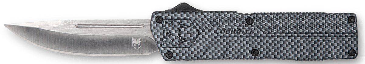 CobraTec Lightweight OTF Knife 3.25" Drop Point D2 Steel Carbon Fiber Aluminum Handle Includes Pocket Clip