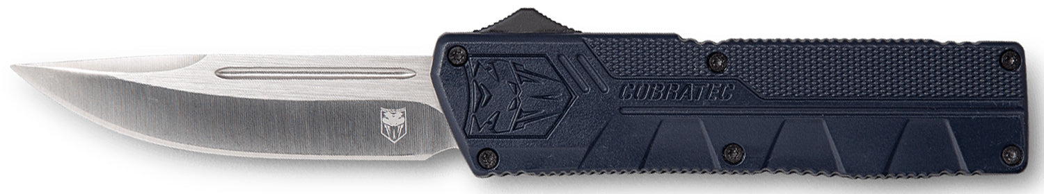 CobraTec Lightweight OTF Knife 3.25" Drop Point D2 Steel NYPD Blue Aluminum Handle Includes Pocket Clip