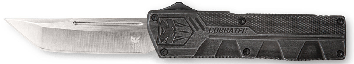 CobraTec Lightweight OTF Tanto Knife 3.25" D2 Steel Blade Stonewashed Aluminum Handle Includes Pocket Clip