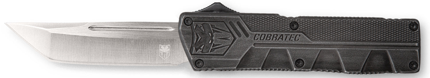CobraTec Lightweight OTF Tanto Knife 3.25" D2 Steel Blade Stonewashed Aluminum Handle Includes Pocket Clip