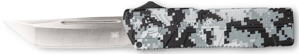 CobraTec Lightweight OTF Tanto Knife 3.25" D2 Steel Blade Winter Digi Camo Aluminum Handle Includes Pocket Clip