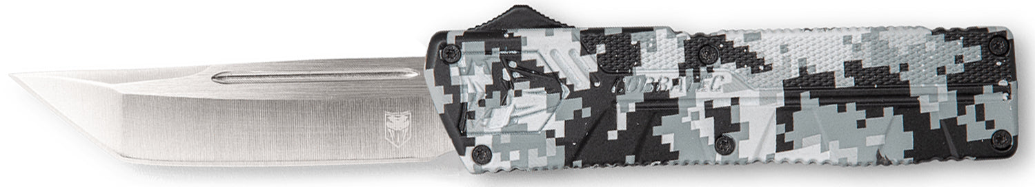 CobraTec Lightweight OTF Tanto Knife 3.25" D2 Steel Blade Winter Digi Camo Aluminum Handle Includes Pocket Clip