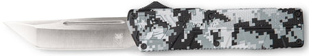 CobraTec Lightweight OTF Tanto Knife 3.25" D2 Steel Blade Winter Digi Camo Aluminum Handle Includes Pocket Clip