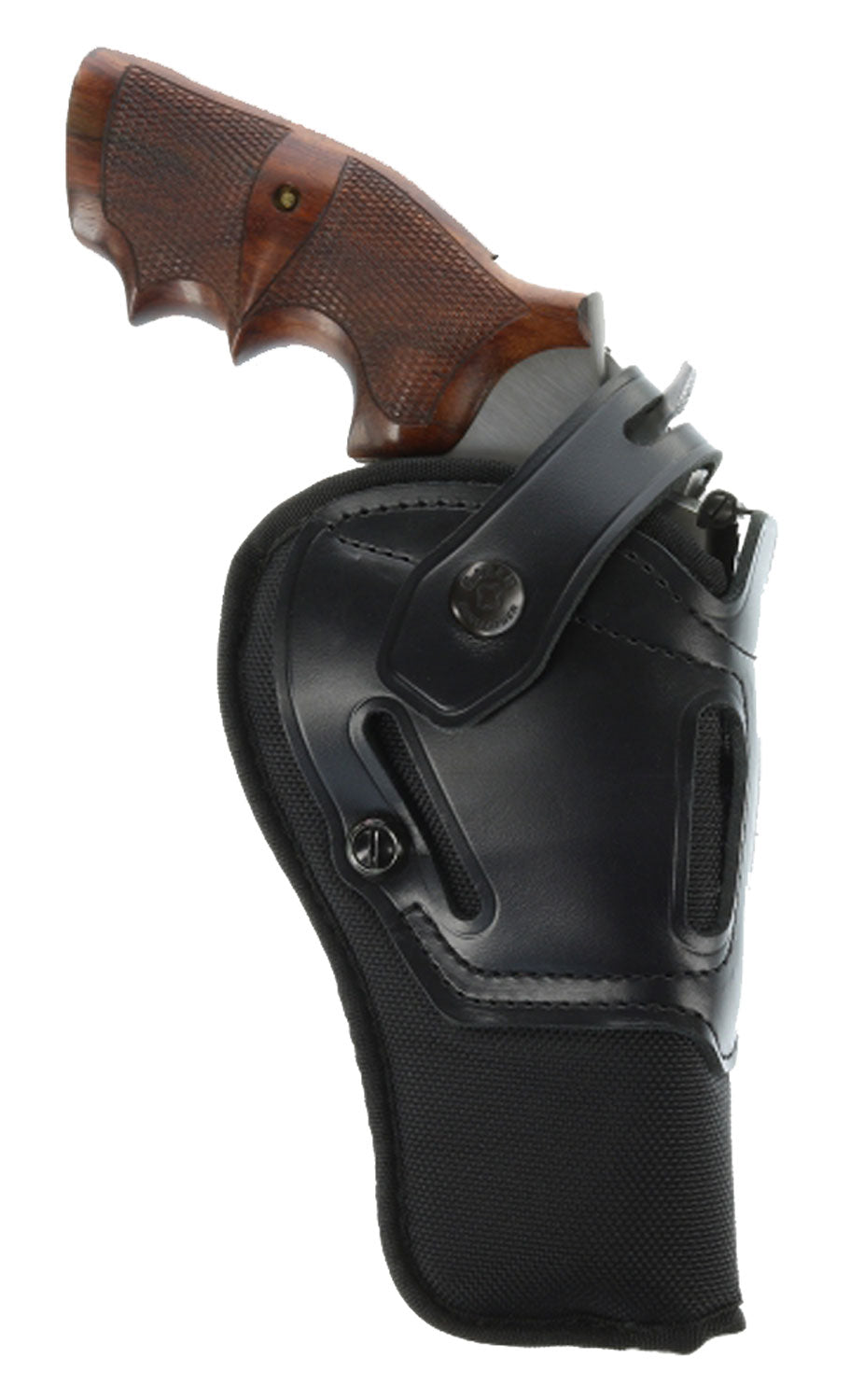 Galco Switchback SR43B Black Leather OWB Belt Slide Holster, Ruger GP100/S&W K Frame 2.50-3" Ambidextrous