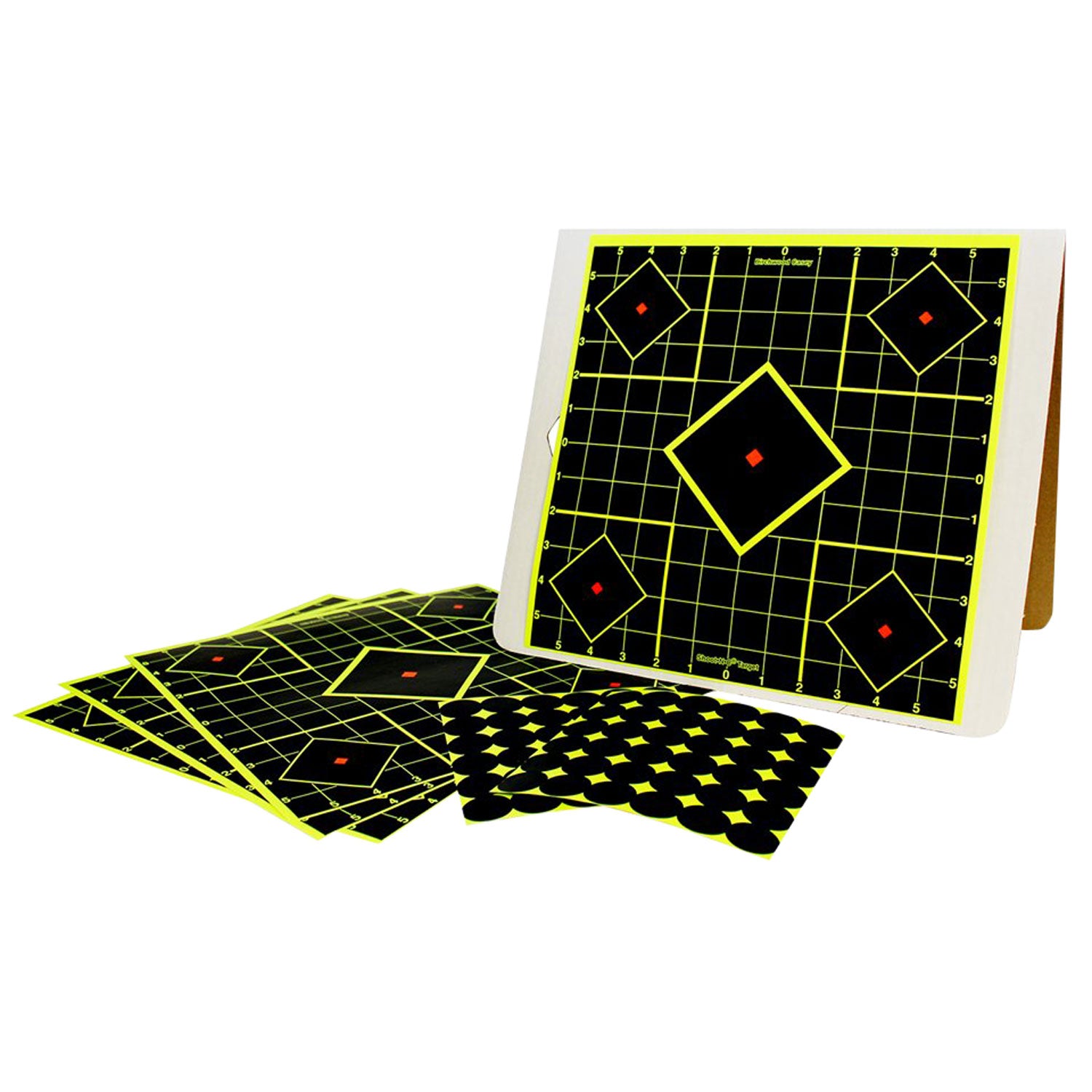 Birchwood Casey 34202 Shoot-N-C 5-Diamond Self-Adhesive Reactive Target Kit 12"x12" Black/Yellow 4 Pk