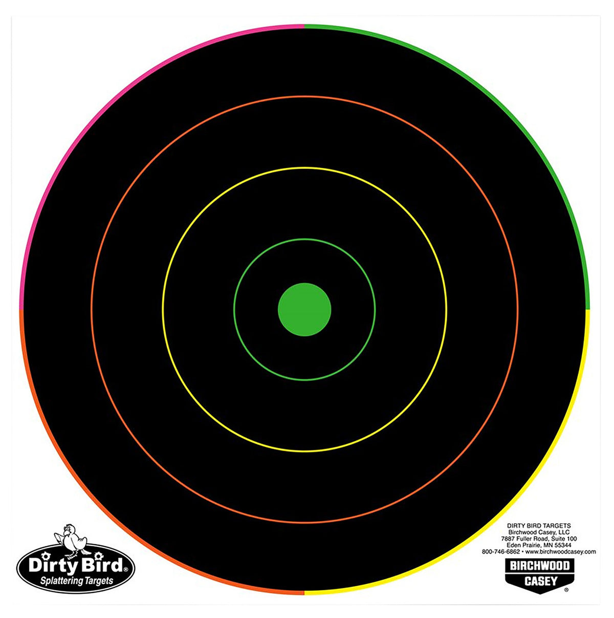 Birchwood Casey 35820 Dirty Bird 8" Bullseye Tagboard Target Hanging Pistol/Rifle Black/Green 20 Pk