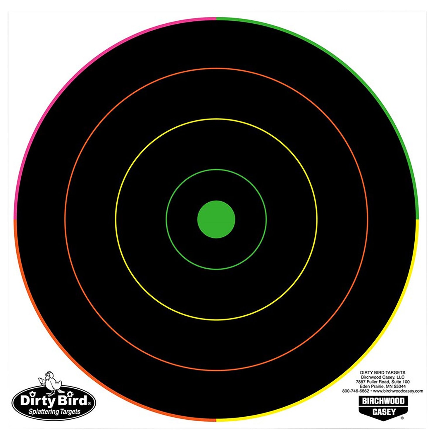 Birchwood Casey 35820 Dirty Bird 8" Bullseye Tagboard Target Hanging Pistol/Rifle Black/Green 20 Pk