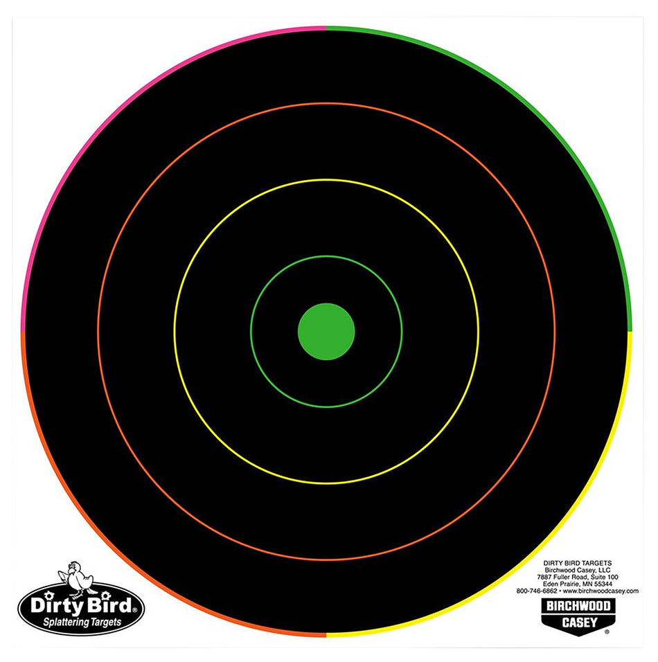 Birchwood Casey 35820 Dirty Bird 8" Bullseye Tagboard Target Hanging Pistol/Rifle Black/Green 20 Pk