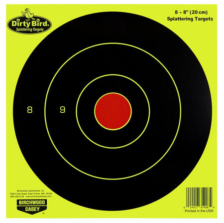 Birchwood Casey 35950 Dirty Bird 8" Bullseye Paper Target Hanging Pistol/Rifle Black/Yellow 50 Pk