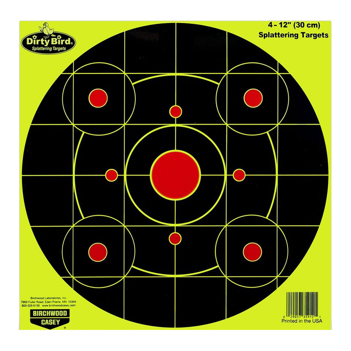 Birchwood Casey 35912 Dirty Bird 12" Sight-In Circle Paper Target Hanging Pistol/Rifle Black/Red 4 Pk