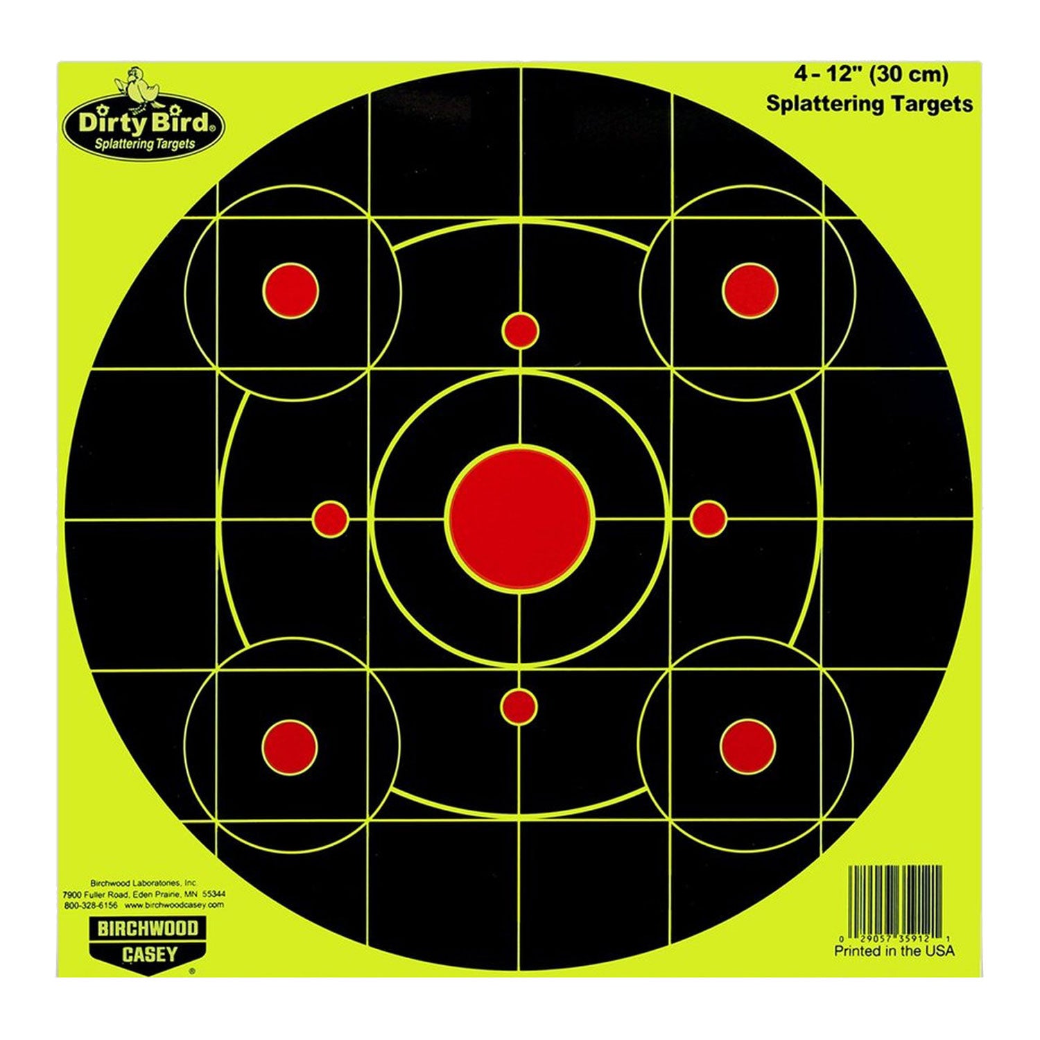Birchwood Casey 35912 Dirty Bird 12" Sight-In Circle Paper Target Hanging Pistol/Rifle Black/Red 4 Pk